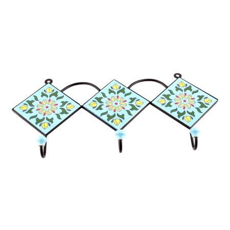 Turquoise Ceramic Floral Tiles Hooks Online
